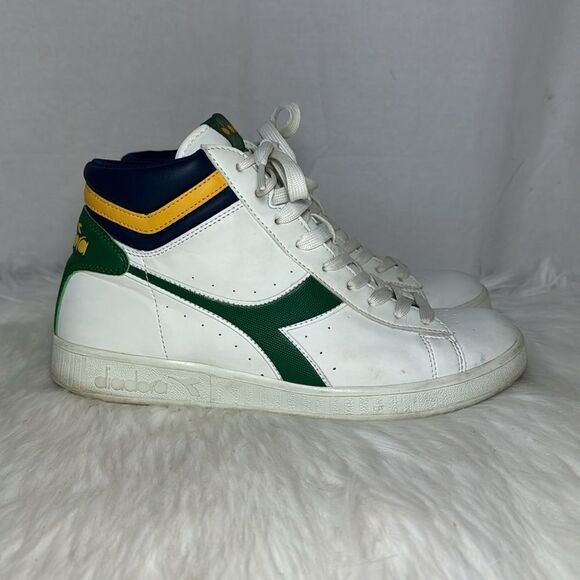 Diadora Game White Leather High Top Sneakers Sz 8 - Picture 4 of 6